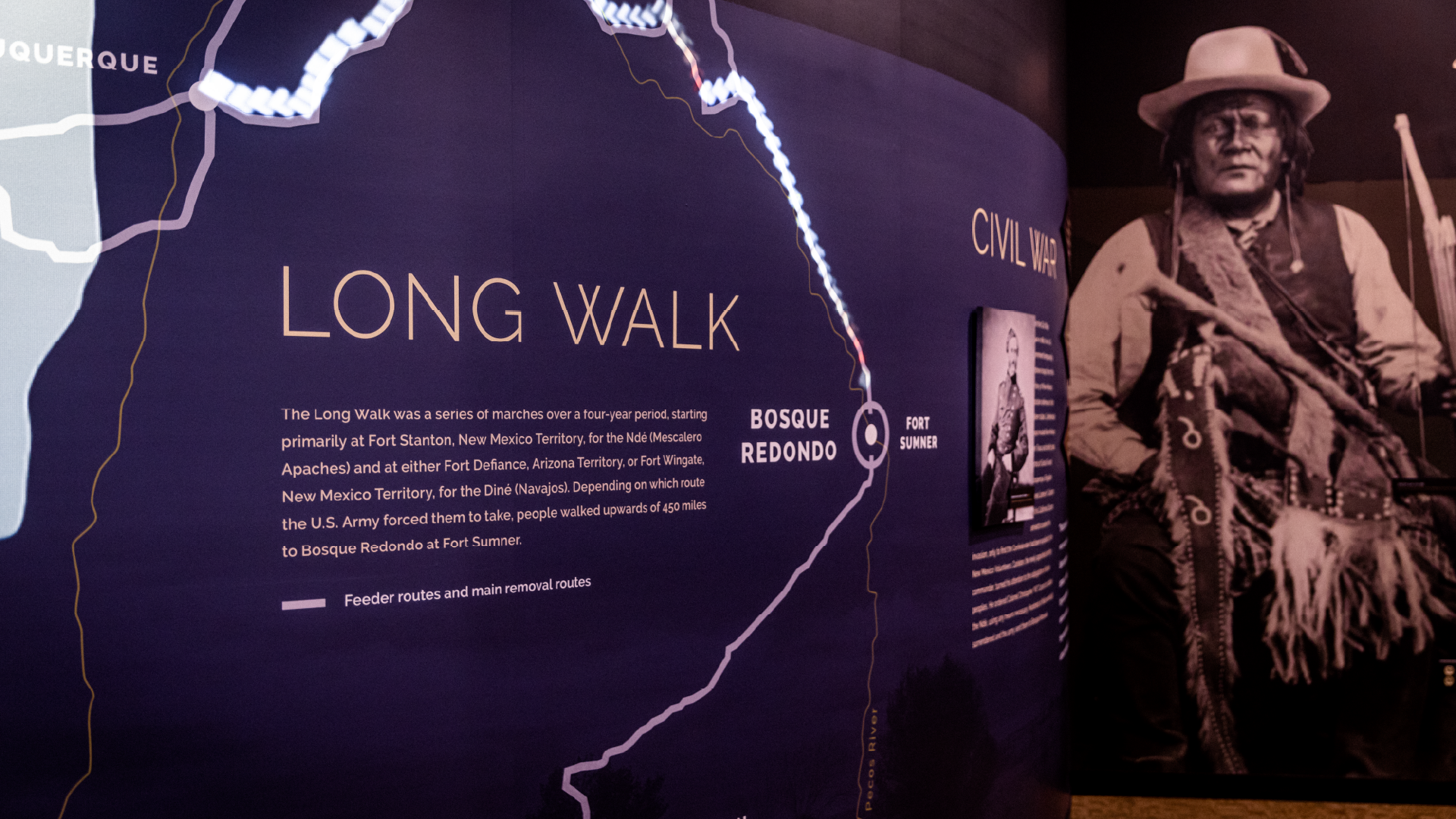 Bosque Redondo Gallery at Bosque Redondo describing the Long Walk
